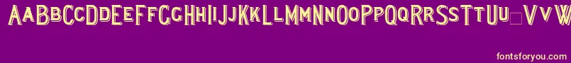 Lewishamshadowed-Schriftart – Gelbe Schriften auf violettem Hintergrund