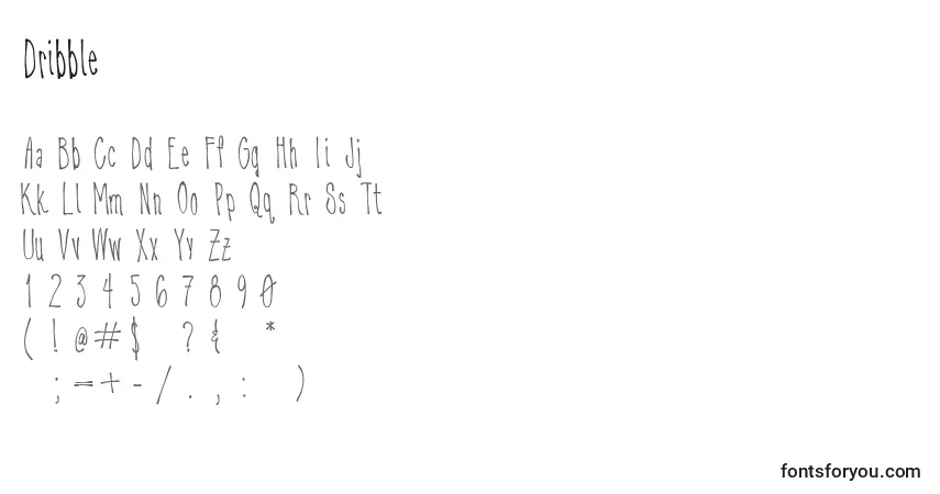 Schriftart Dribble – Alphabet, Zahlen, spezielle Symbole