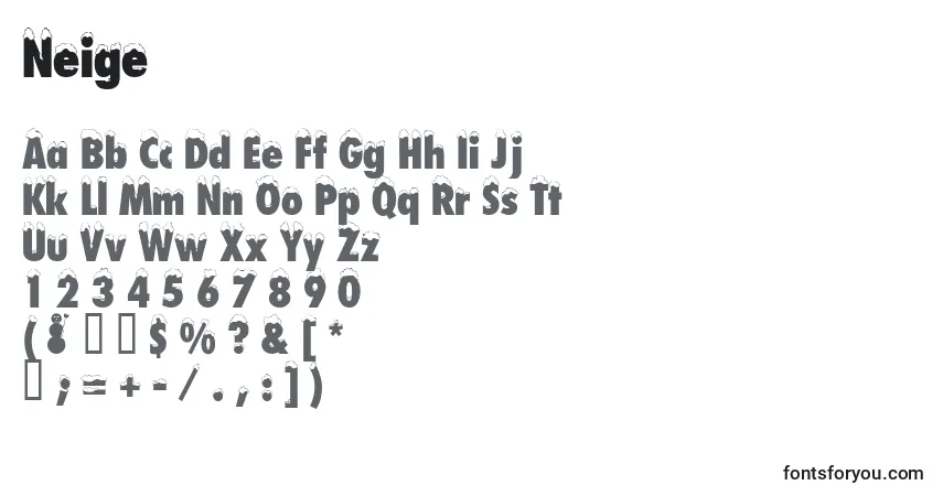 Czcionka Neige – alfabet, cyfry, specjalne znaki