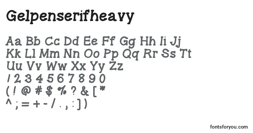 Czcionka Gelpenserifheavy – alfabet, cyfry, specjalne znaki