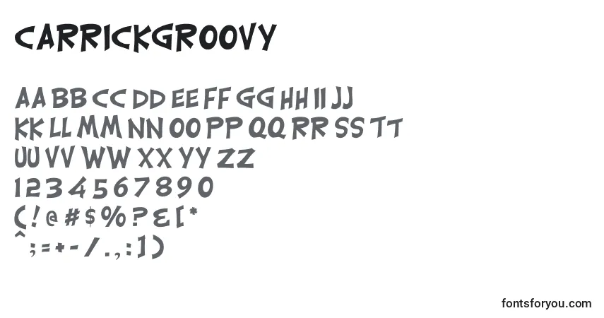 Schriftart Carrickgroovy – Alphabet, Zahlen, spezielle Symbole