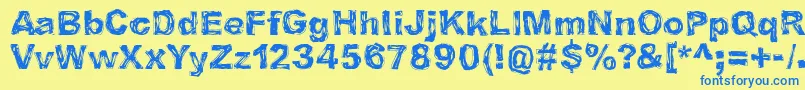 フォントIBelieveInLifeBeforeDeath – 青い文字が黄色の背景にあります。