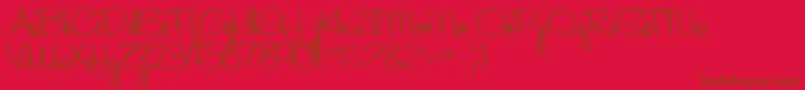 フォントAboutRegular – 赤い背景に茶色の文字