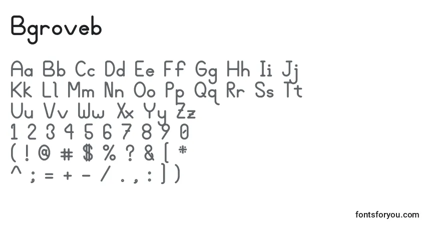Schriftart Bgroveb (107846) – Alphabet, Zahlen, spezielle Symbole