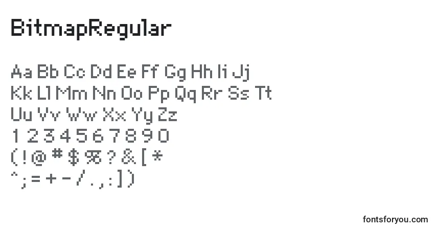 A fonte BitmapRegular – alfabeto, números, caracteres especiais