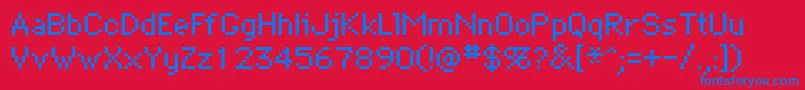 BitmapRegular-Schriftart – Blaue Schriften auf rotem Hintergrund