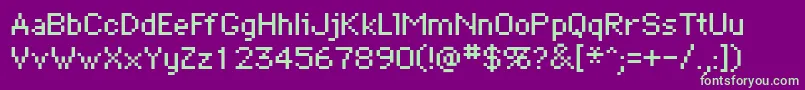 BitmapRegular-fontti – vihreät fontit violetilla taustalla
