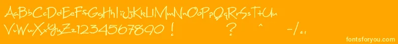MaxineScript-Schriftart – Gelbe Schriften auf orangefarbenem Hintergrund