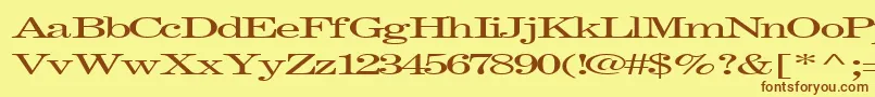 フォントFastpardontype32RegularTtext – 茶色の文字が黄色の背景にあります。