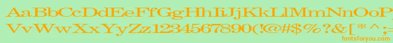 Fastpardontype32RegularTtext-Schriftart – Orangefarbene Schriften auf grünem Hintergrund