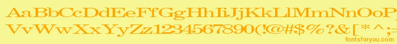 フォントFastpardontype32RegularTtext – オレンジの文字が黄色の背景にあります。