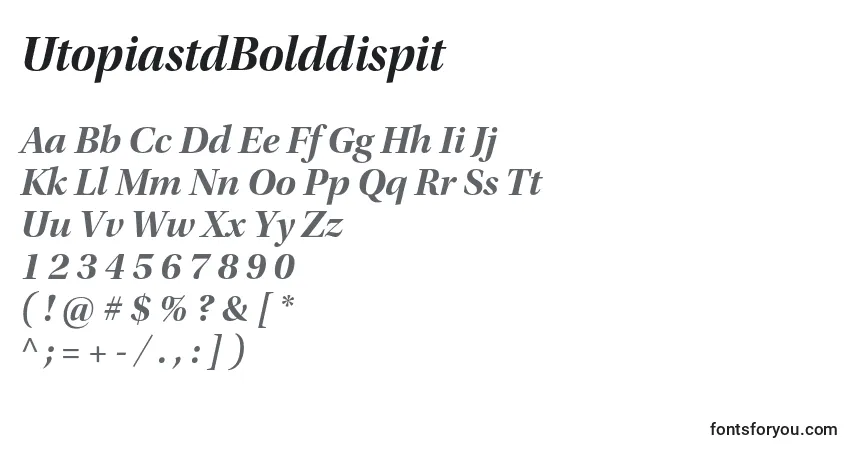 Шрифт UtopiastdBolddispit – алфавит, цифры, специальные символы