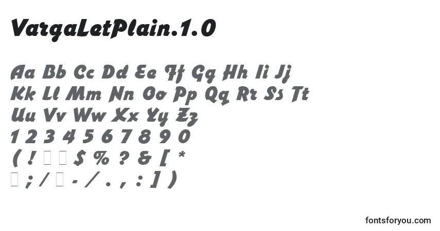 Czcionka VargaLetPlain.1.0 – alfabet, cyfry, specjalne znaki