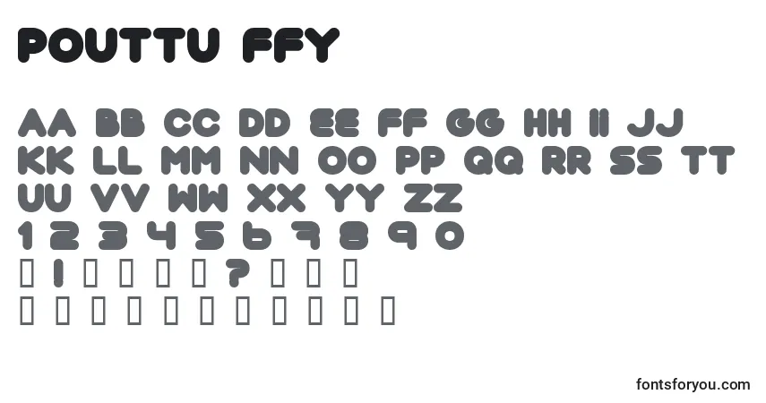 A fonte Pouttu ffy – alfabeto, números, caracteres especiais