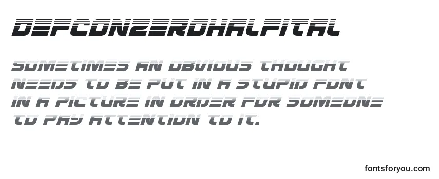 Review of the Defconzerohalfital Font