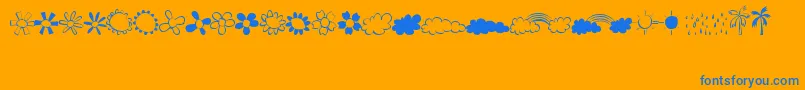 MtfVecbatVo1-Schriftart – Blaue Schriften auf orangefarbenem Hintergrund