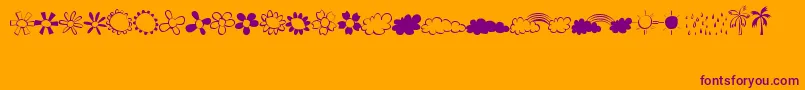 MtfVecbatVo1-Schriftart – Violette Schriften auf orangefarbenem Hintergrund