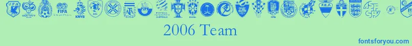 2006Team Font – Blue Fonts on Green Background