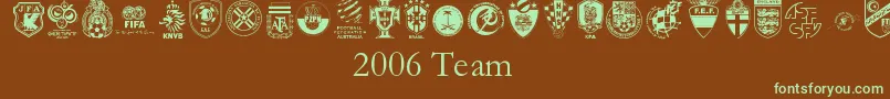2006Team Font – Green Fonts on Brown Background
