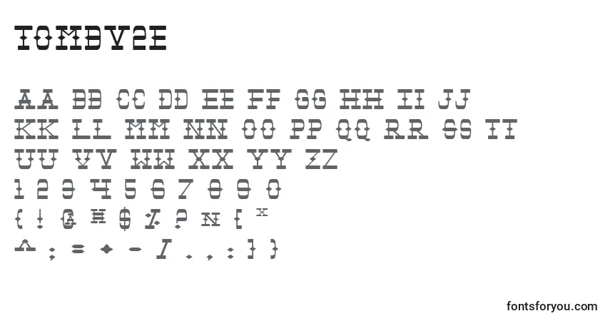 Czcionka Tombv2e – alfabet, cyfry, specjalne znaki