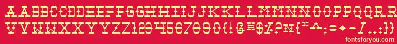 Tombv2e Font – Yellow Fonts on Red Background