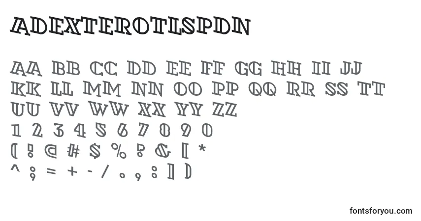 Schriftart ADexterotlspdn – Alphabet, Zahlen, spezielle Symbole