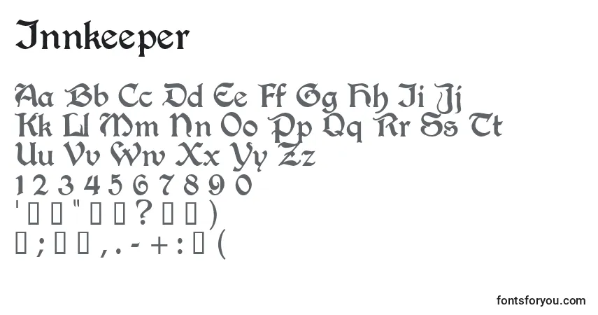 Schriftart Innkeeper – Alphabet, Zahlen, spezielle Symbole