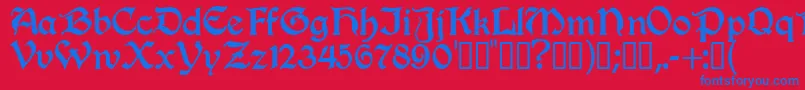 Innkeeper-Schriftart – Blaue Schriften auf rotem Hintergrund