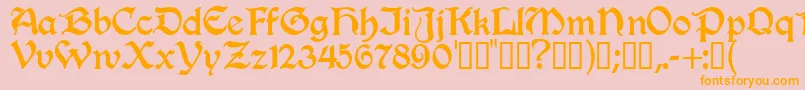 Innkeeper-Schriftart – Orangefarbene Schriften auf rosa Hintergrund