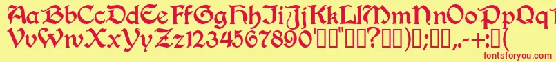 Fonte Innkeeper – fontes vermelhas em um fundo amarelo