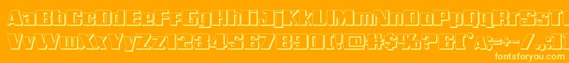 Galacticstorm3D-Schriftart – Gelbe Schriften auf orangefarbenem Hintergrund