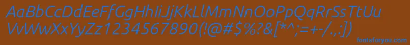 Ubuntu Lightitalic Font – Blue Fonts on Brown Background