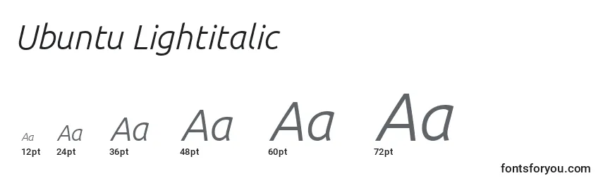 Размеры шрифта Ubuntu Lightitalic