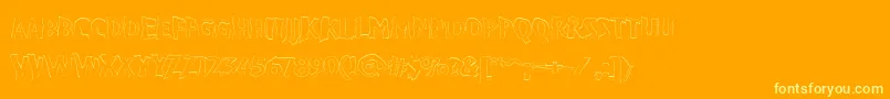 VtcBadpaintOutline-Schriftart – Gelbe Schriften auf orangefarbenem Hintergrund