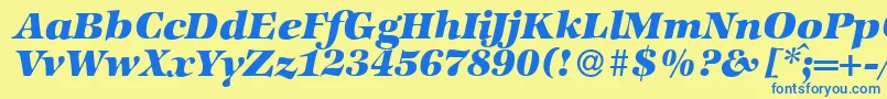 ZabriskieinternationalHeavyItalic Font – Blue Fonts on Yellow Background