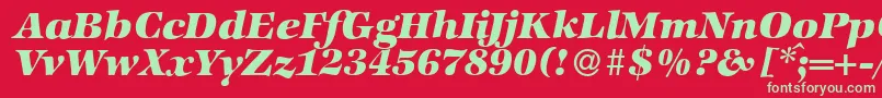 ZabriskieinternationalHeavyItalic-Schriftart – Grüne Schriften auf rotem Hintergrund