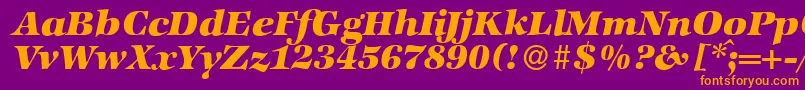 ZabriskieinternationalHeavyItalic-fontti – oranssit fontit violetilla taustalla