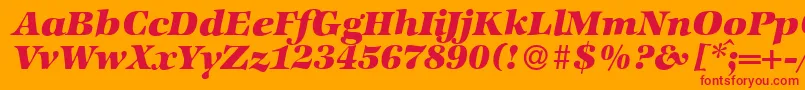 ZabriskieinternationalHeavyItalic Font – Red Fonts on Orange Background