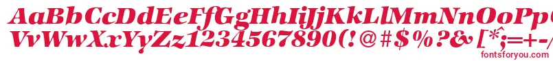 フォントZabriskieinternationalHeavyItalic – 白い背景に赤い文字