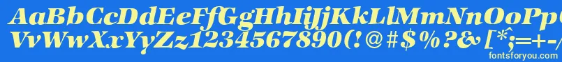 フォントZabriskieinternationalHeavyItalic – 黄色の文字、青い背景