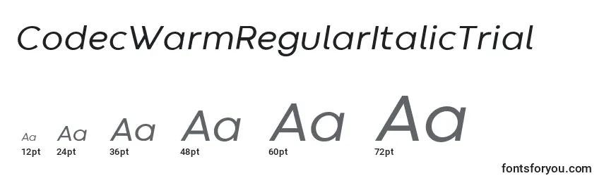 Размеры шрифта CodecWarmRegularItalicTrial