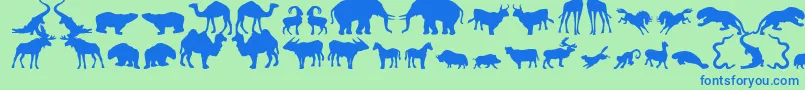 Zoologic-Schriftart – Blaue Schriften auf grünem Hintergrund
