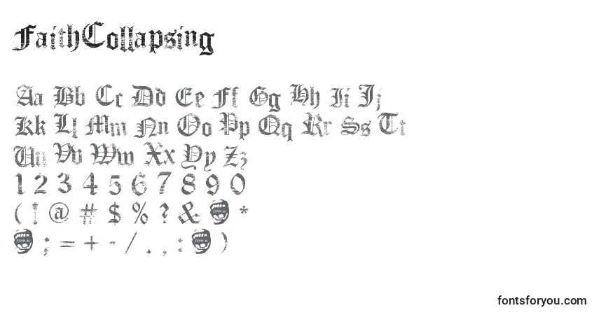 A fonte FaithCollapsing – alfabeto, números, caracteres especiais