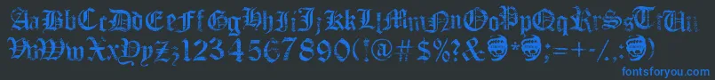 FaithCollapsing-Schriftart – Blaue Schriften auf schwarzem Hintergrund