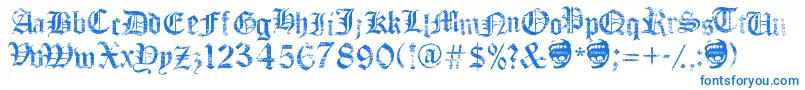 フォントFaithCollapsing – 白い背景に青い文字