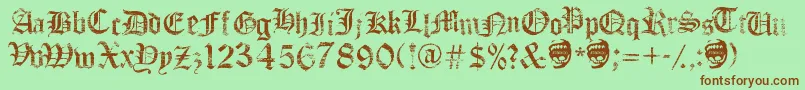 フォントFaithCollapsing – 緑の背景に茶色のフォント