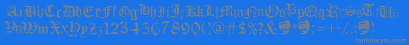 フォントFaithCollapsing – 青い背景に灰色の文字