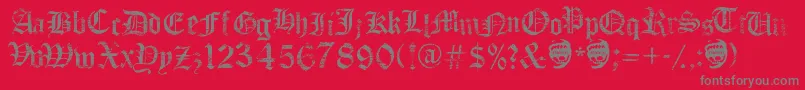 FaithCollapsing-Schriftart – Graue Schriften auf rotem Hintergrund