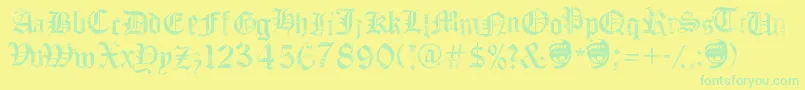 フォントFaithCollapsing – 黄色い背景に緑の文字