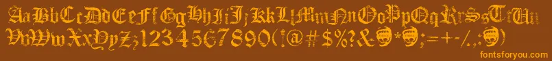 FaithCollapsing-Schriftart – Orangefarbene Schriften auf braunem Hintergrund